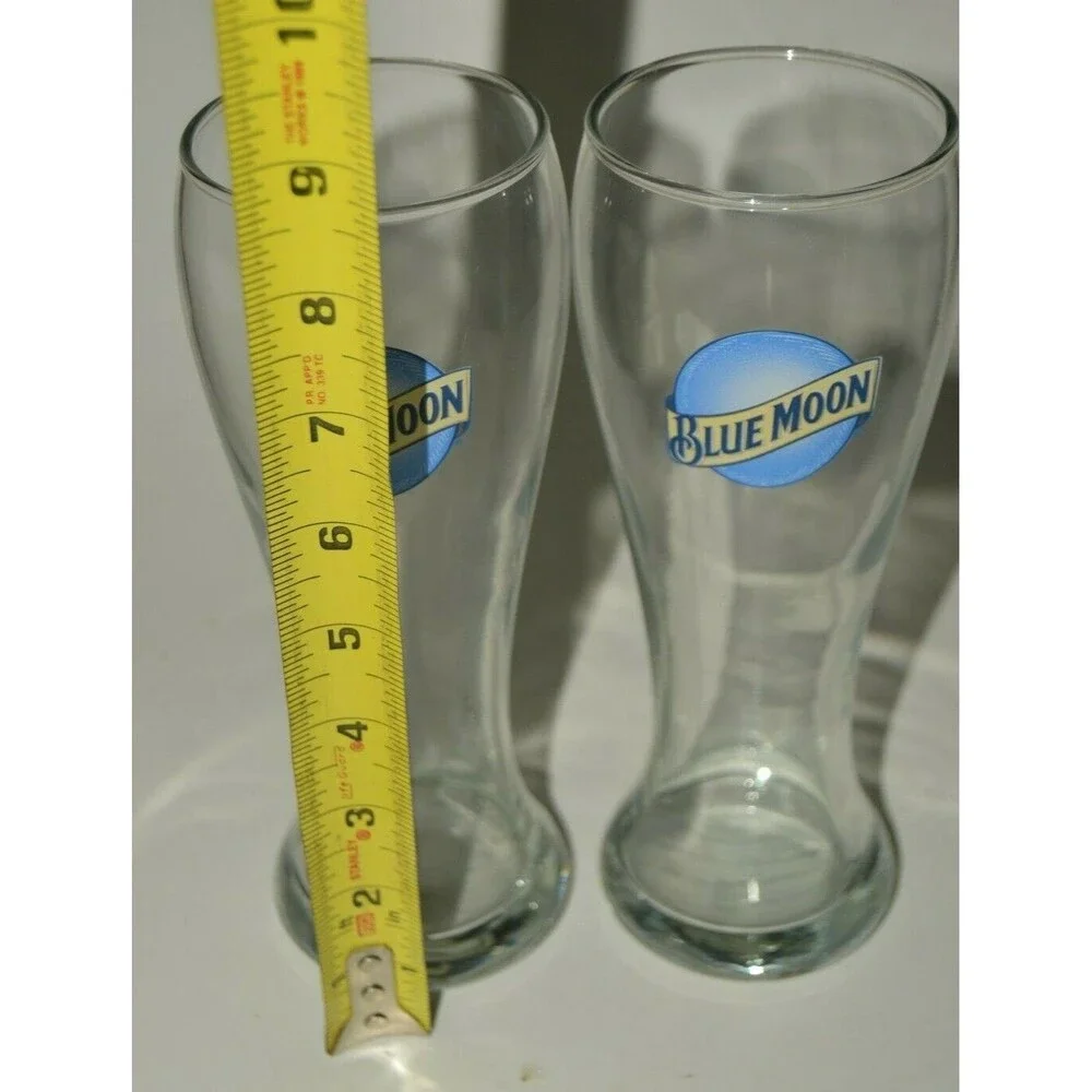 Minty Large BLUE MOON 9" Tall Beer Bar Glass Lot of 2 - Picture 3 of 3